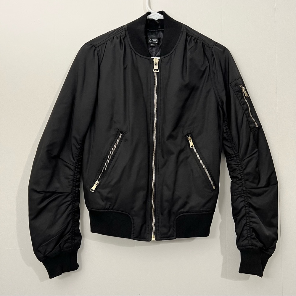 Topshop MA1 bomber jacket black - size 2 women